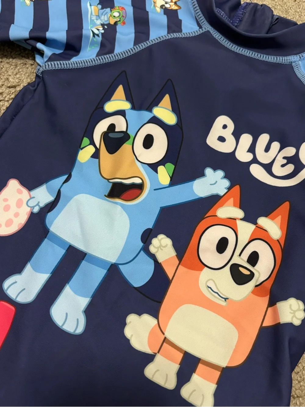 Bluey Short-Sleeve Navy One-Piece Swimsuit for Kids 2T